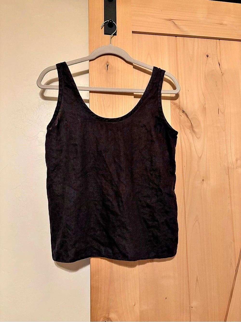 Everlane The Scoop Tank in Washable Linen Black Tank Top Size 0